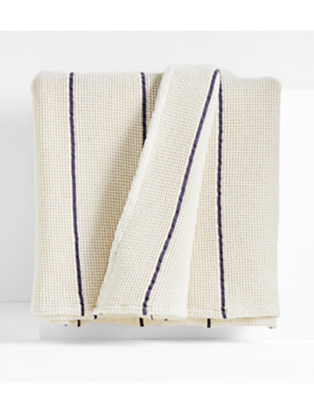 New! Crate&Barrel Organic Cotton Indigo Striped Waffle OVERSIZED Throw Blanket